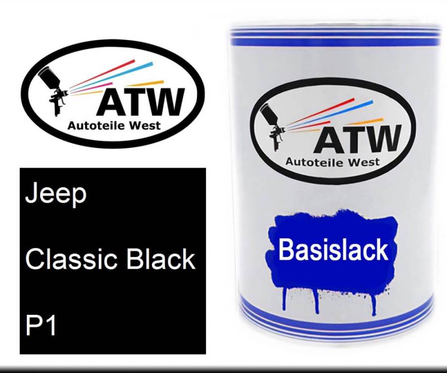 Jeep, Classic Black, P1: 500ml Lackdose, von ATW Autoteile West.